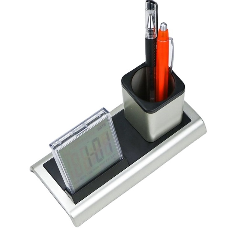 High Quality Colorful LED Desk Pen Holder With Digital Clock Date Display And Temperature Display Customizable