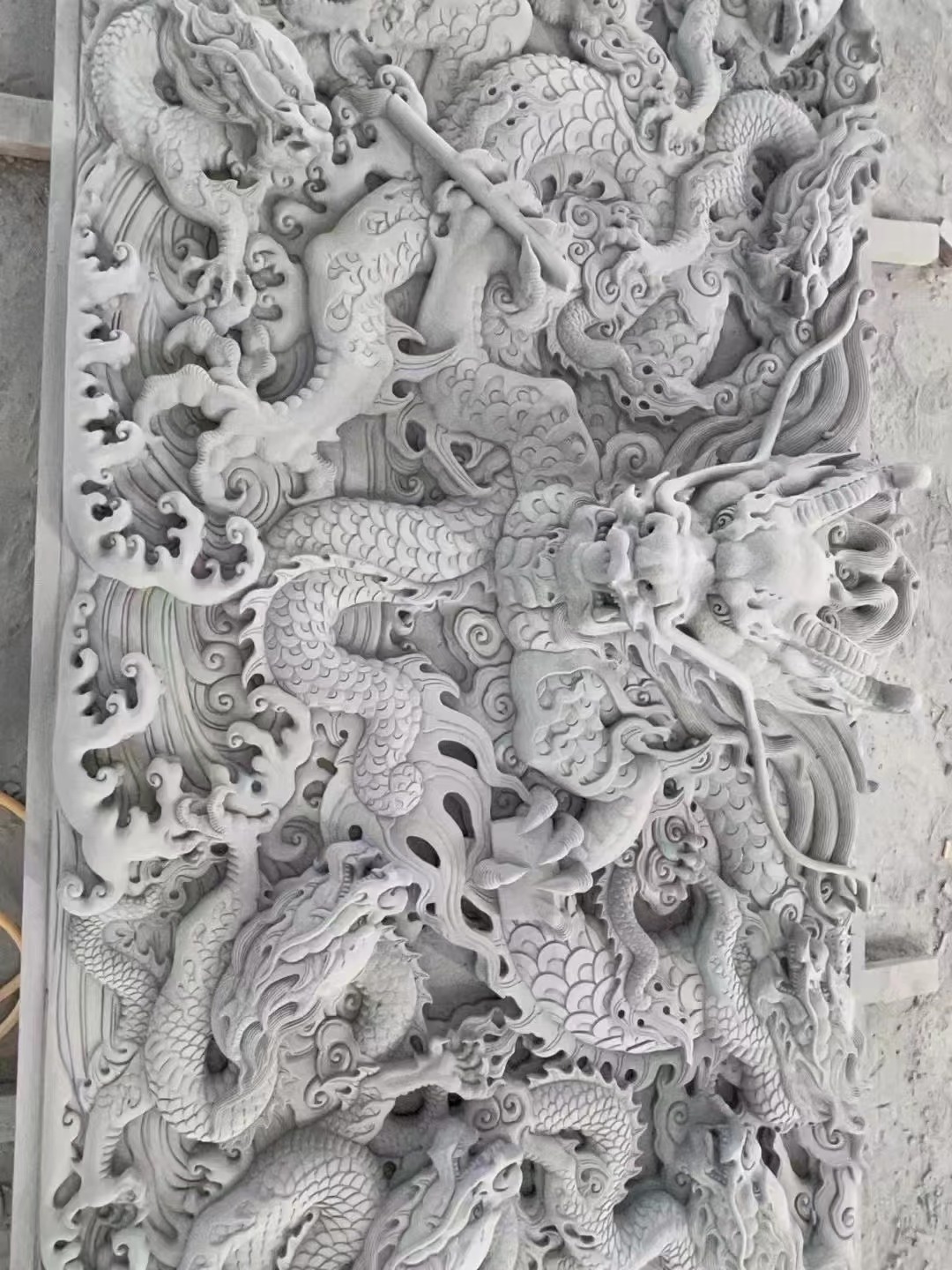 Large Outdoor Garden Antique Natural Stone Chinese Dragon Relief Wall Carving Statues Decoration Sculptures For Sale