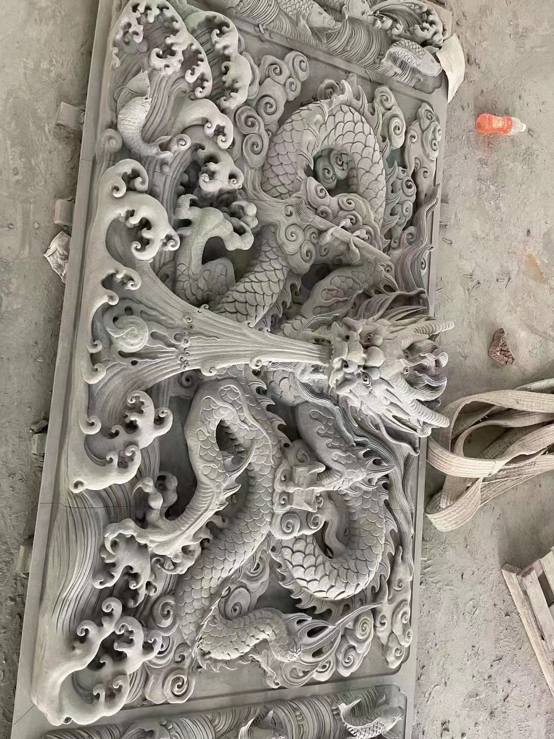 Large Outdoor Garden Antique Natural Stone Chinese Dragon Relief Wall Carving Statues Decoration Sculptures For Sale