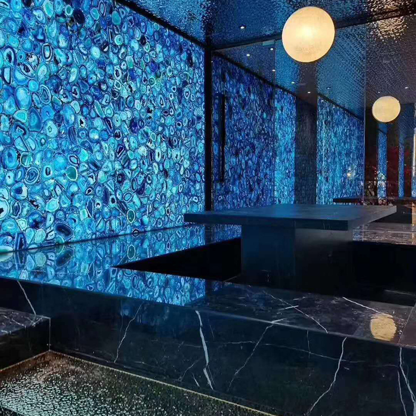 Good price blue onyx marble sheet natural blue agate slab for onyx bar top wall background blue agate composite slab