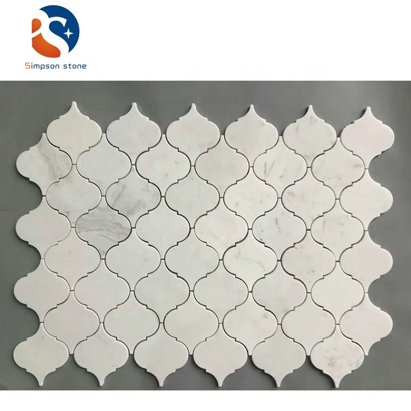 White Marble cheap  Mosaic24x24tiles shaped mosaic tiles  Arabesque stone kitchen backsplash