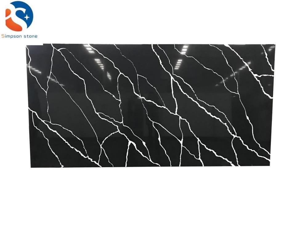 Black quartz marble slab for countertop wholesale