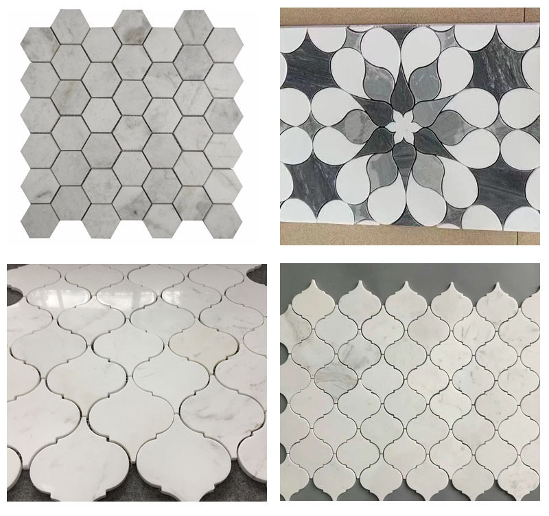 White marble mosaic art stone for wall clading mosaic  or bathroom backsplash