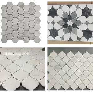 White marble mosaic art stone for wall clading mosaic  or bathroom backsplash