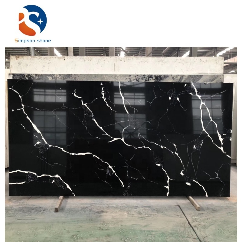 Black quartz marble slab for countertop wholesale