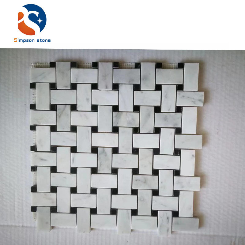 White marble mosaic art stone for wall clading mosaic  or bathroom backsplash