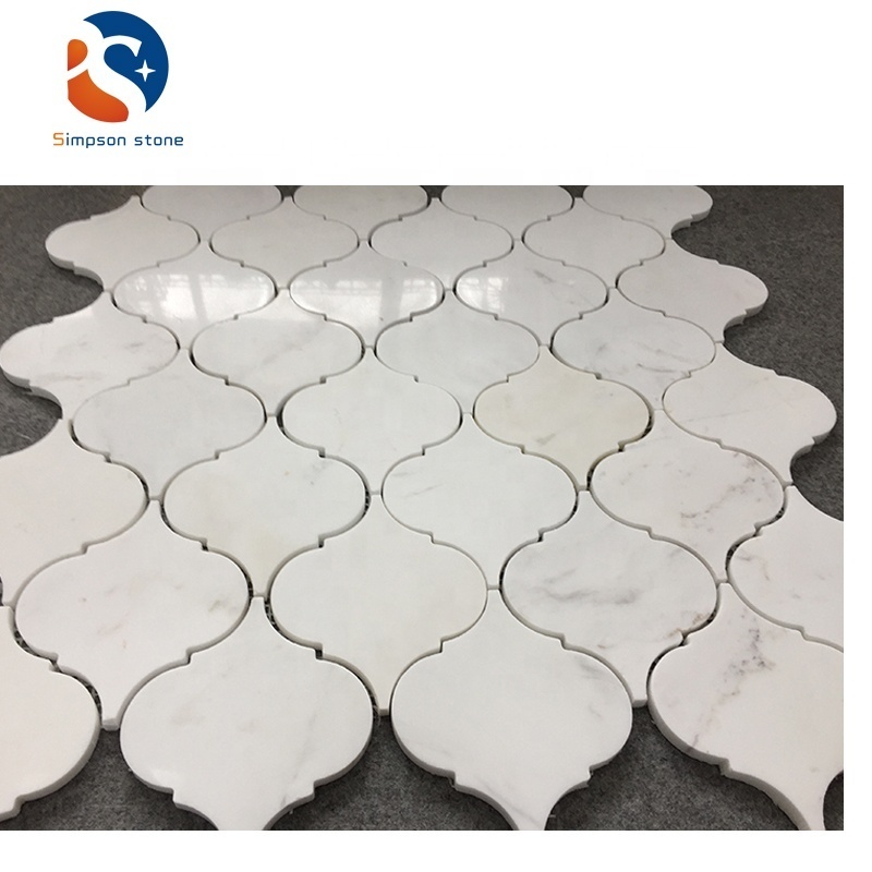 White Marble cheap  Mosaic24x24tiles shaped mosaic tiles  Arabesque stone kitchen backsplash