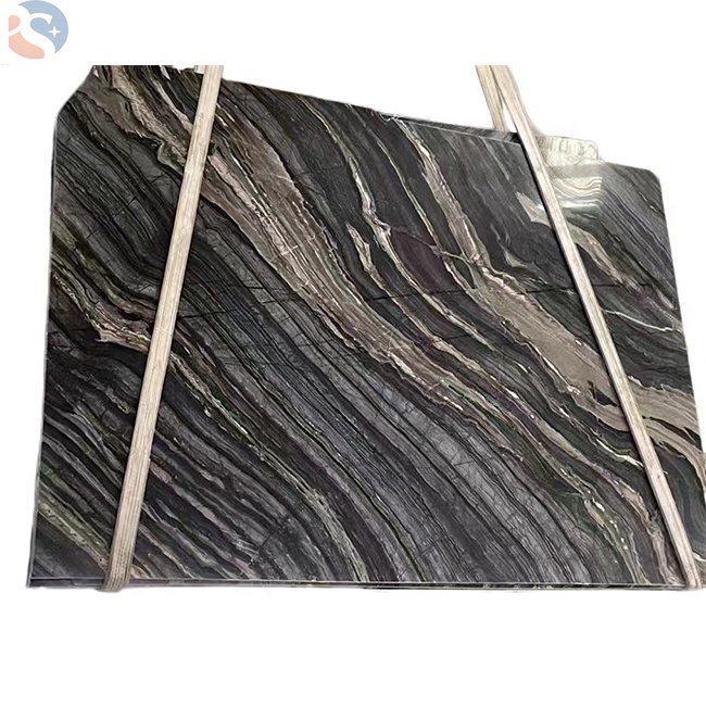 Hot sales Portoro forest wood marble round tray & catchall platter tray natural marble slab customized design