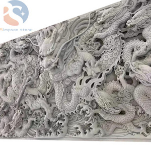 Large Outdoor Garden Antique Natural Stone Chinese Dragon Relief Wall Carving Statues Decoration Sculptures For Sale