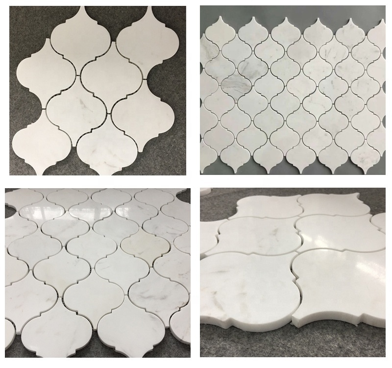 White Marble cheap  Mosaic24x24tiles shaped mosaic tiles  Arabesque stone kitchen backsplash