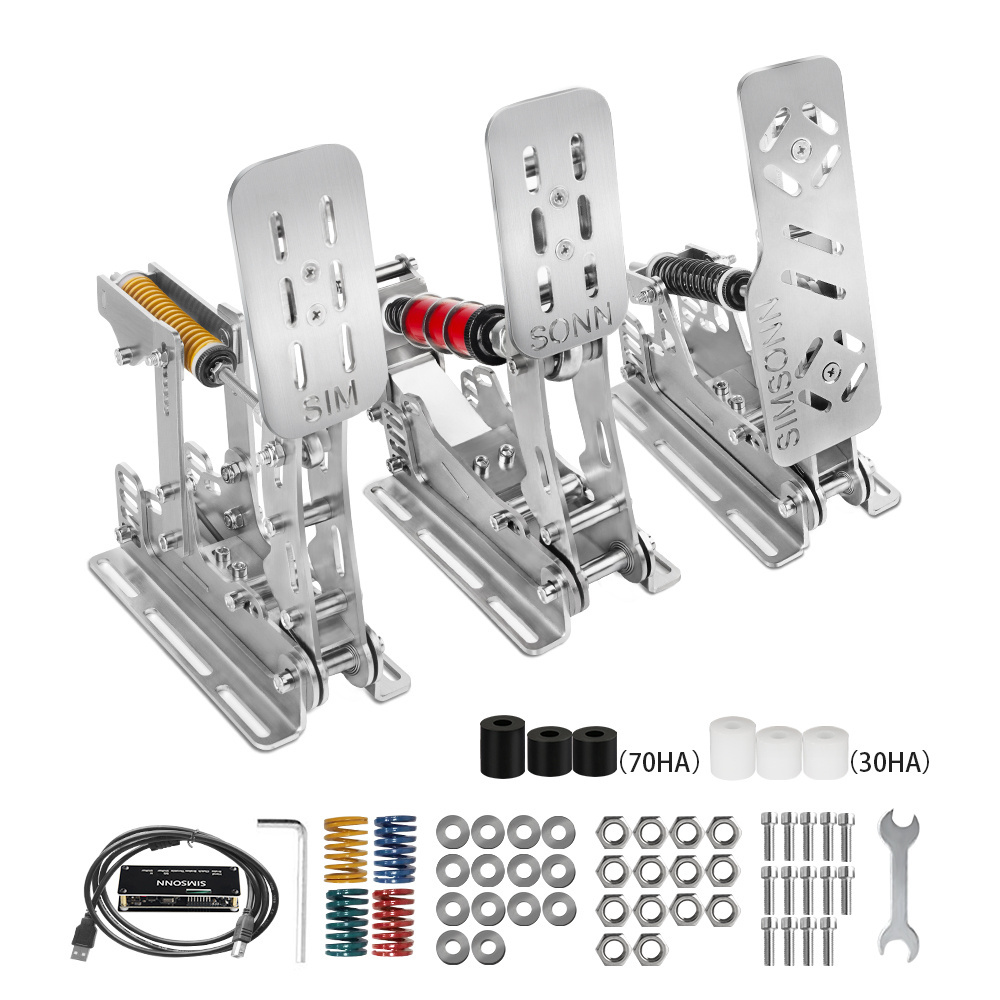 SIMSONN PRO Sim Racing Pedals for G29/G27/G25 T500 High-performance Adjustable Racing Simulator Pedal Set Stainless Steel Silver