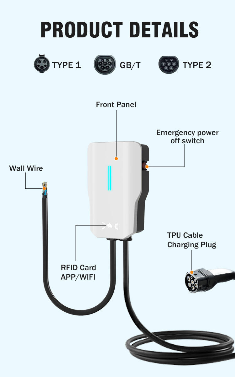 wholesale emergency 32a ev charger smart electric cars 7kw ev charging stations mobile ev ch