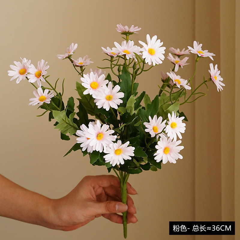 AL-0809 Bouquet Daisies Artificial Flowers White Daisy Faux Silk Flower Arrangements for Home Wedding Decoration