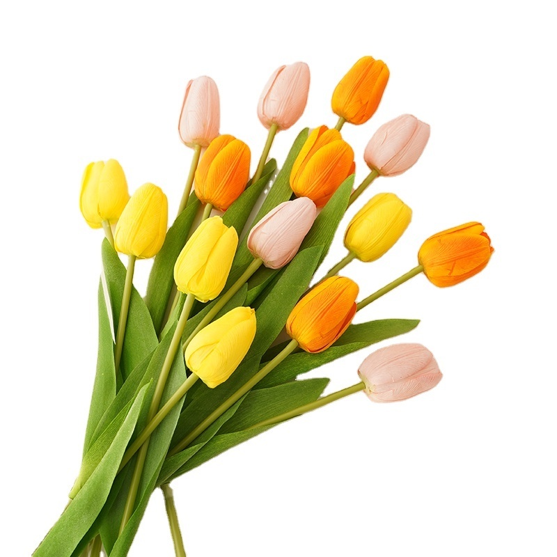 Well designed multicoloured artificial simulated tulip flowers floral arrangement for home garen decor