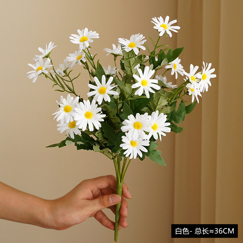 AL-0809 Bouquet Daisies Artificial Flowers White Daisy Faux Silk Flower Arrangements for Home Wedding Decoration