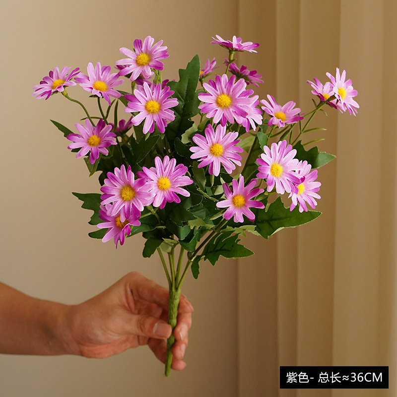 AL-0809 Bouquet Daisies Artificial Flowers White Daisy Faux Silk Flower Arrangements for Home Wedding Decoration