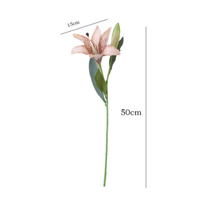 Autumn style retro simulation single branch silk fabric Lily for wedding home soft decoration sample room floral decoration