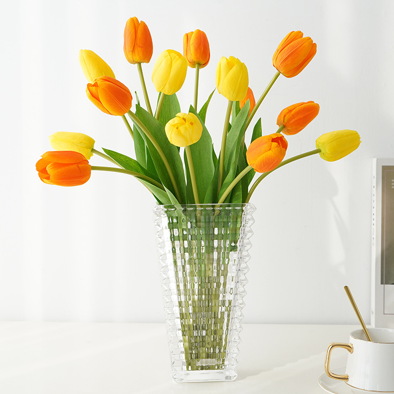 Well designed multicoloured artificial simulated tulip flowers floral arrangement for home garen decor