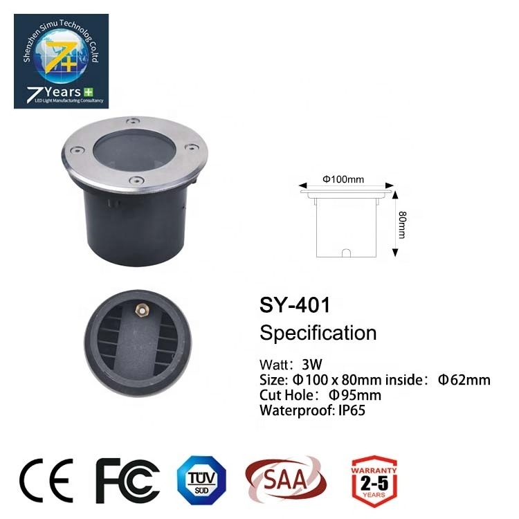 Outdoor aluminum ip65  3w Led ground light housing cover for garden ground light accessories