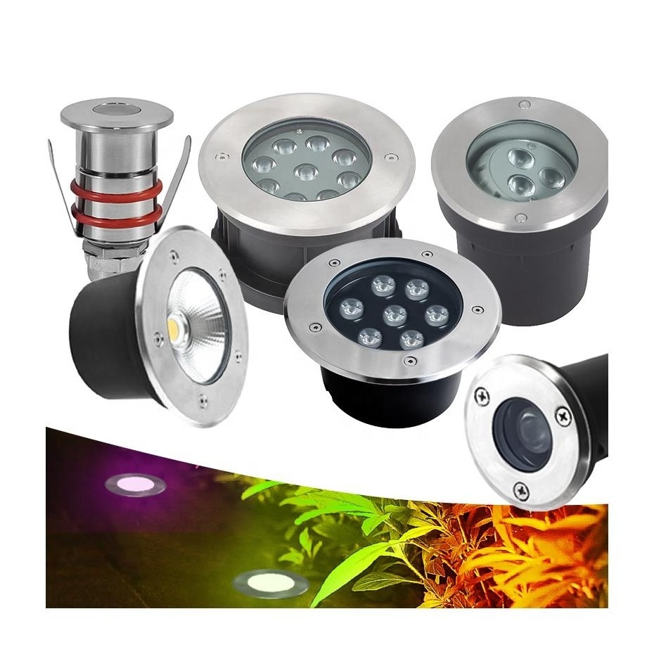 3W IP66 Waterproof Recessed LED Ground Light Aluminum Glass Lamp Body RGBW Underground Driveway Garden LED Underground Lights