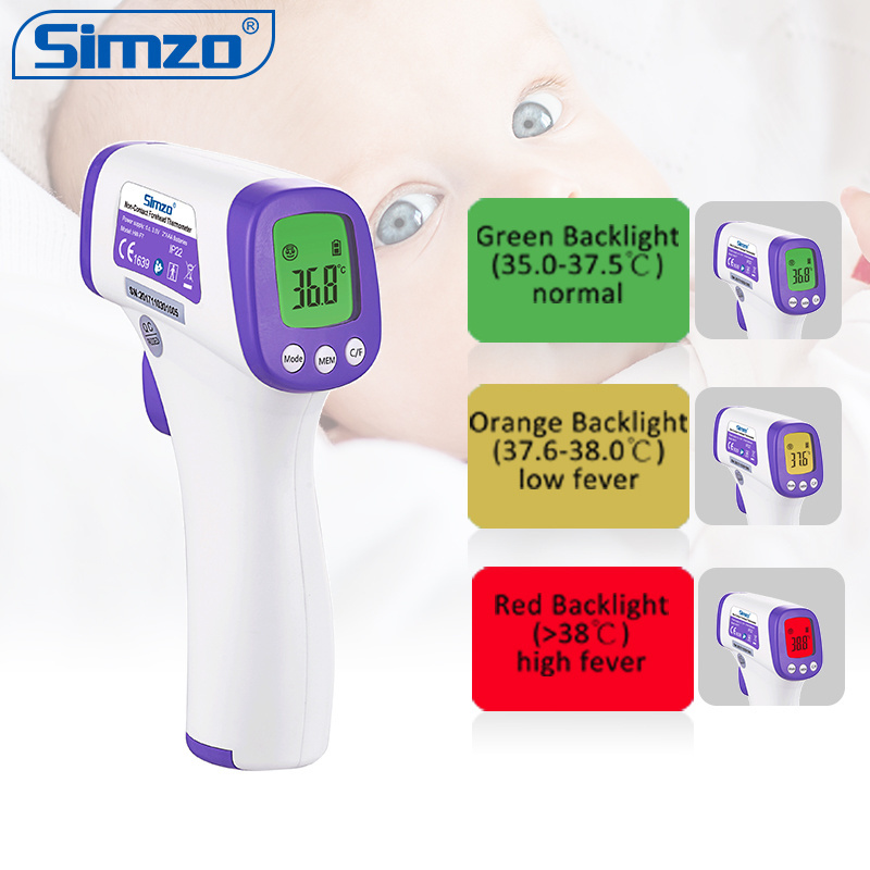 SIMZO Infrared Professional Handheld Non-contact Forehead Baby Adult Infrared Thermometer 2 AAA Batteries Electric Plastic