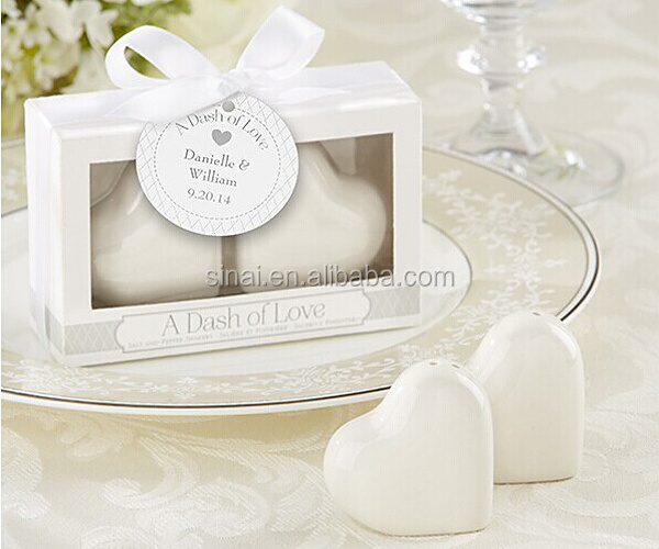 Wedding A Dash of Love Ceramic Heart Salt and Pepper Shakers