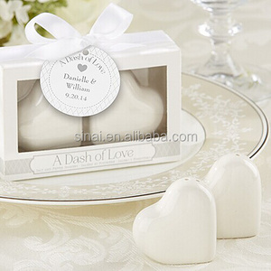 Wedding A Dash of Love Ceramic Heart Salt and Pepper Shakers