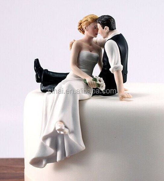 Wedding Bride and Groom Sitting Cake Toppers