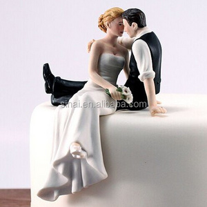 Wedding Bride and Groom Sitting Cake Toppers