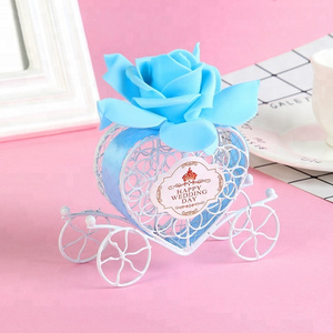 Wedding Candy Favor Box Blue Flower Pumpkin Metal Carriage Chocolate Box