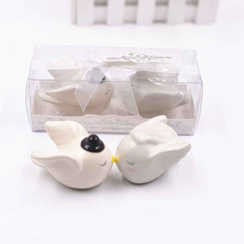 Wedding Favors Ceramic Elegant Angel Birds Design Bride and Groom Salt and Pepper Shaker