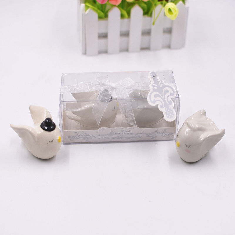 Wedding Favors Ceramic Elegant Angel Birds Design Bride and Groom Salt and Pepper Shaker