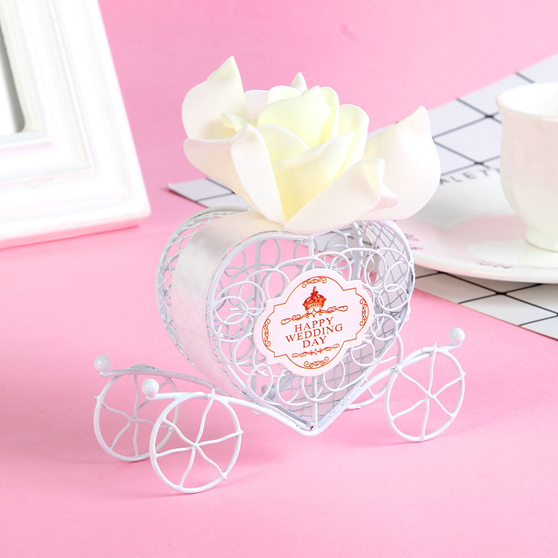 Wedding Candy Favor Box Ivory Flower Pumpkin Metal Carriage Chocolate Box