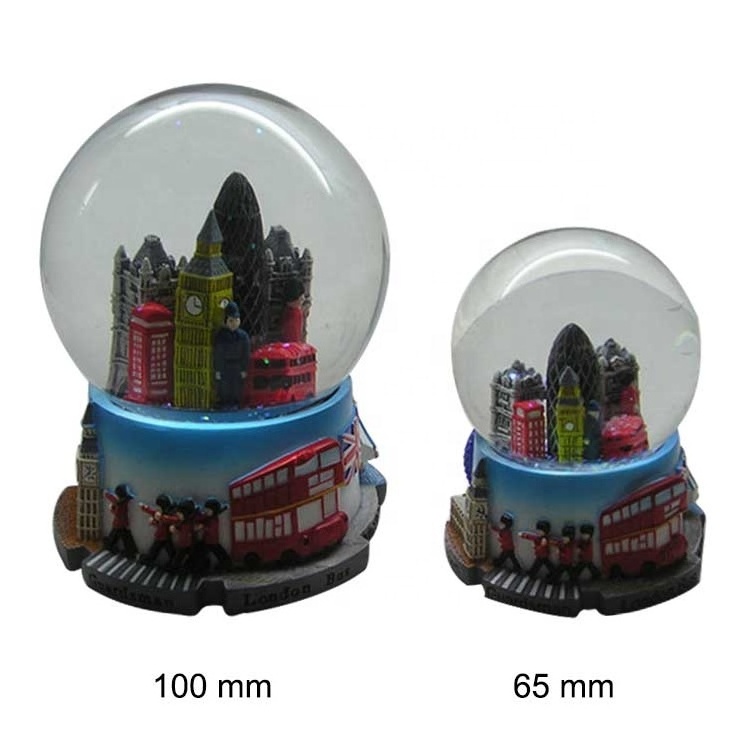 High Quality Country Building Design Promotional Gift Custom 3D Tourist Souvenirs Resin Handmade Snowball Globe