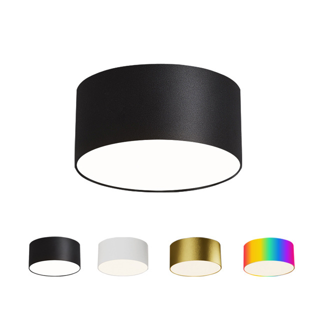 Modern Round Ceiling Light Lamp Surface Mount Drum Shade Black