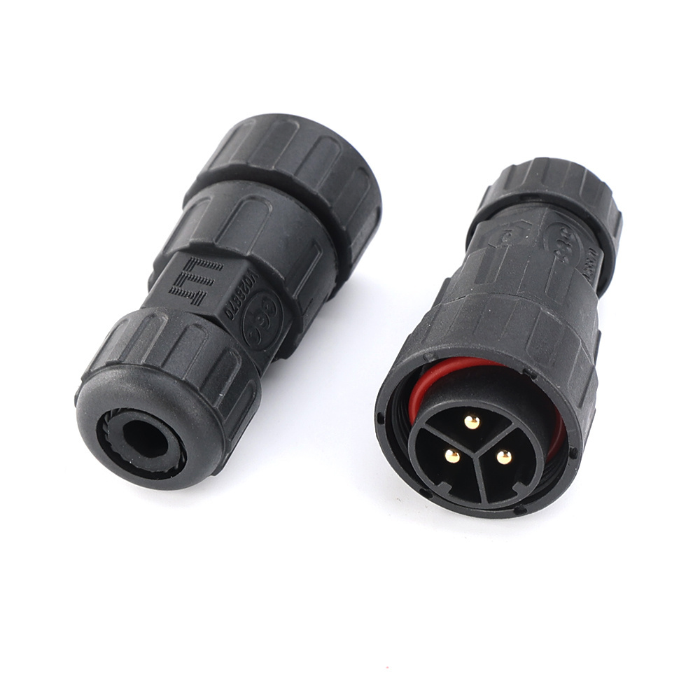 IP67 Waterproof Plastic Nylon M25 3 PIN Solderless Assembly Thread Lock Solar Power Battery Charging Male Connector Plug