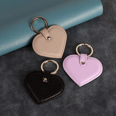 Cute Leather Heart Keychain blanks Charm Personalised Initials Leather Keychain custom logo personalized Keyring Promotion Gift