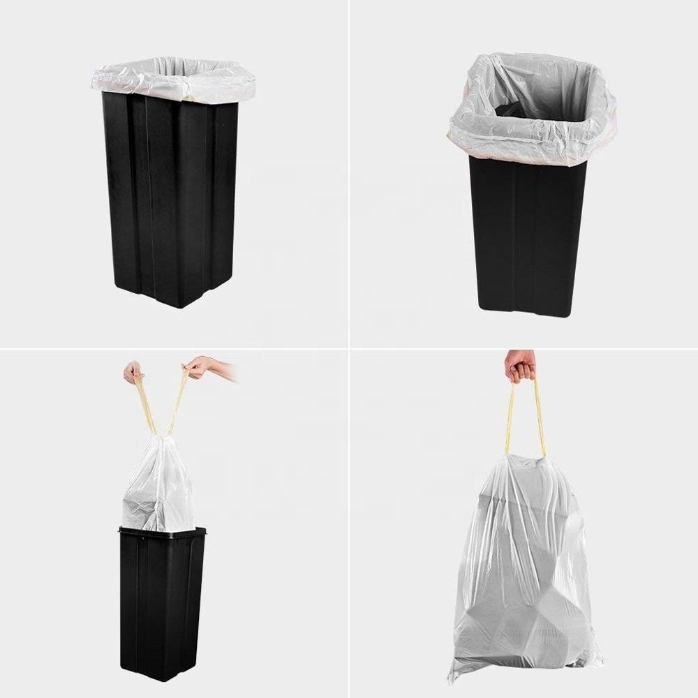 100% biodegradable drawstring draw tape bin liner cornstarch kitchen scented garbage bags