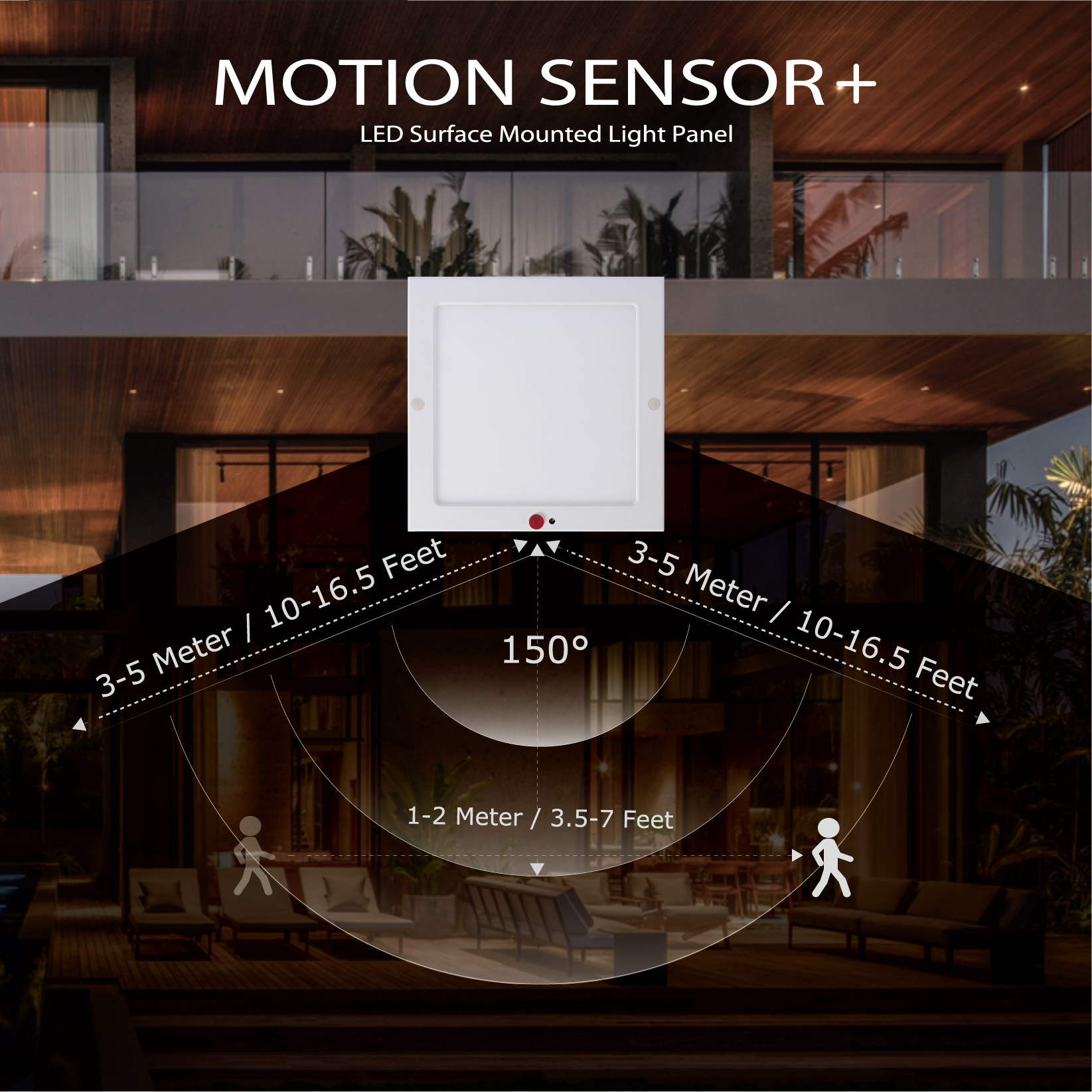 Motion Sensor LED Ceiling Light 18W 1650LM Flush Mount Square Lighting Fixture