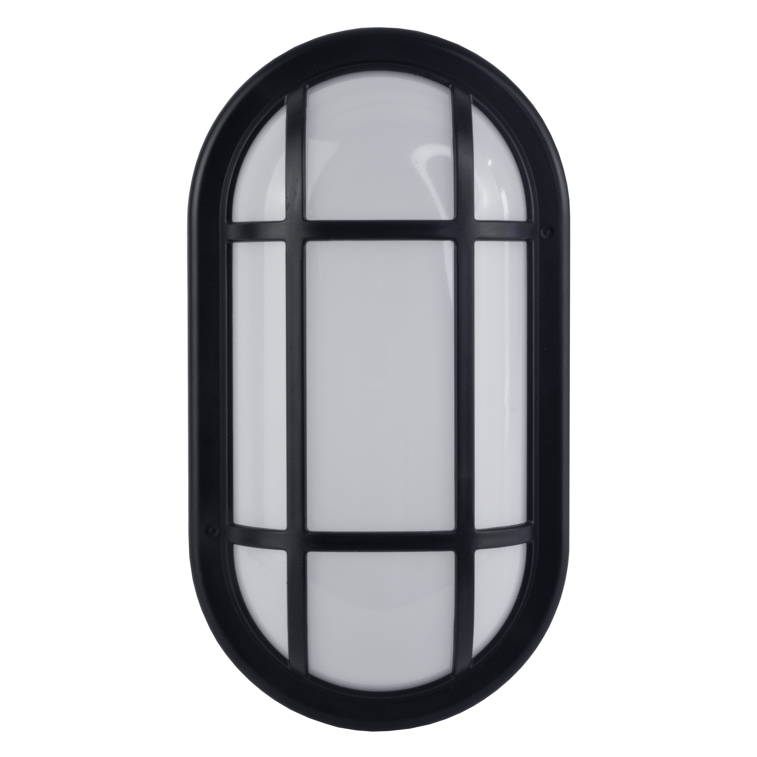 LED IP65 Flush Wall Mounted Oval Bulkhead Light Fitting with Black Trim 15W 100-240V