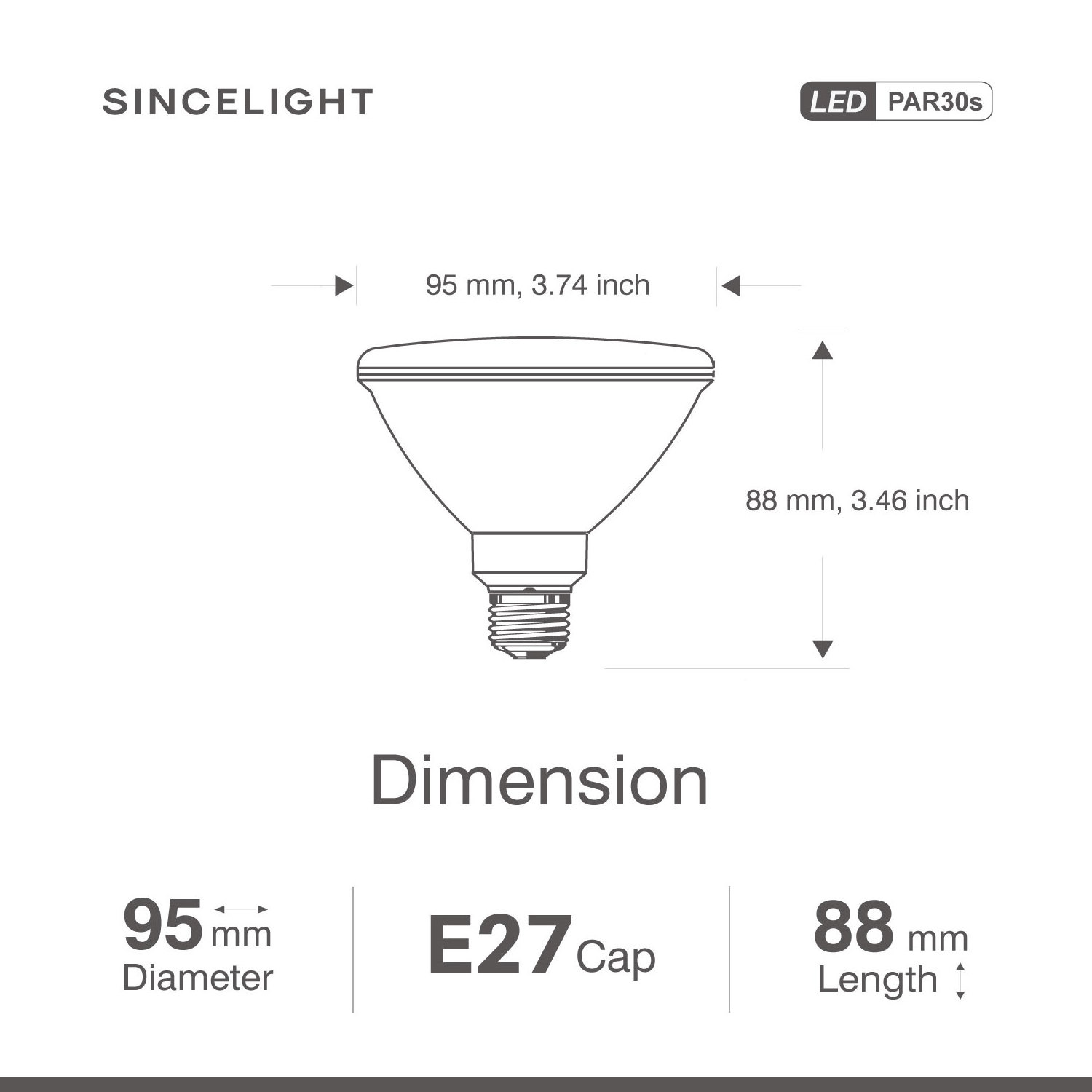 IP65 E27 PAR30s LED Spot Light Bulb 10W