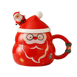 popular products coffee cup ceramic Snowman with lid spoon bulk decoration merry christmas mug