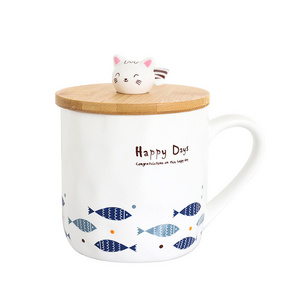 Cat Fish Cute Mug with Lid Breakfast Milk Cup Coffee Ceramic Mug