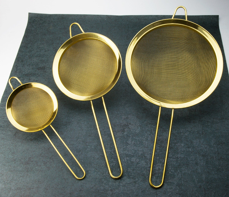 new product ideas 304 stainless steel mesh sieve for cooking gold silver strainer high quality flour sieve