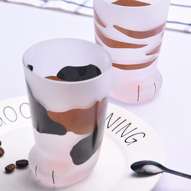 cute cartoon milk mug creative design glass coffee mug for women's gift 300ml cat claw glass cup