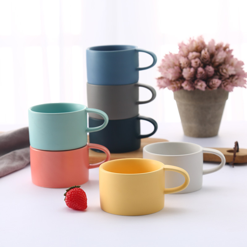 Cheap Mini Macaron Candy Color Matte Frosted  Ceramic Coffee Milk Breakfast Mug Cup