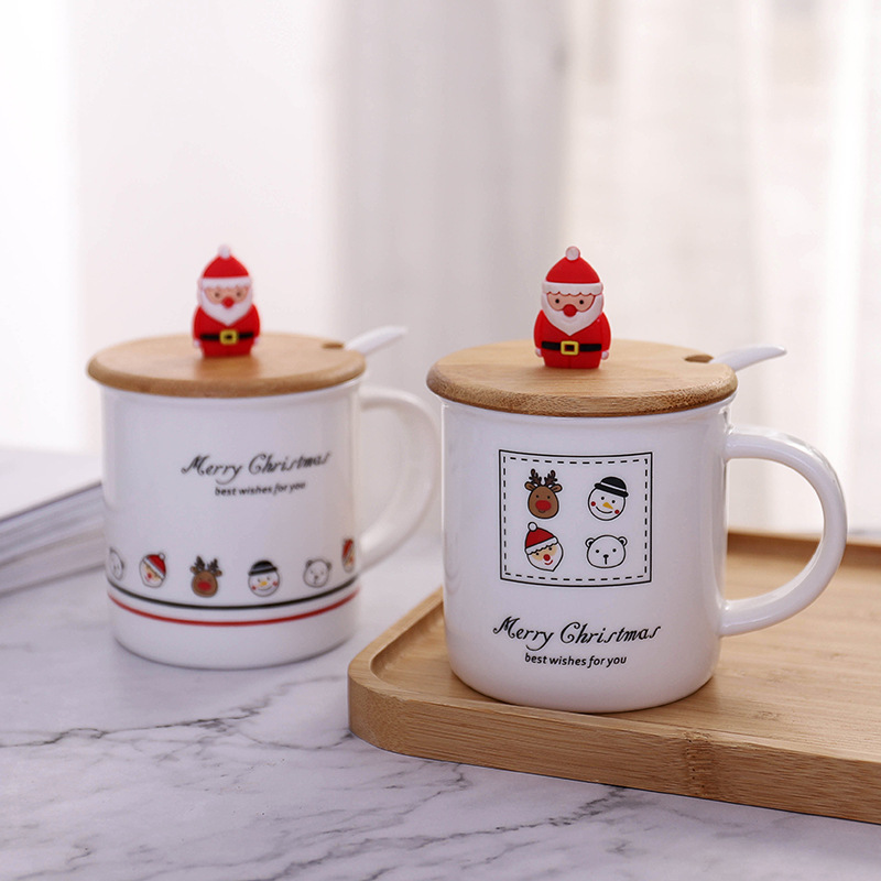 2019 new style  Christmas snowman stereo  milk ceramic cup Christmas mug with lid