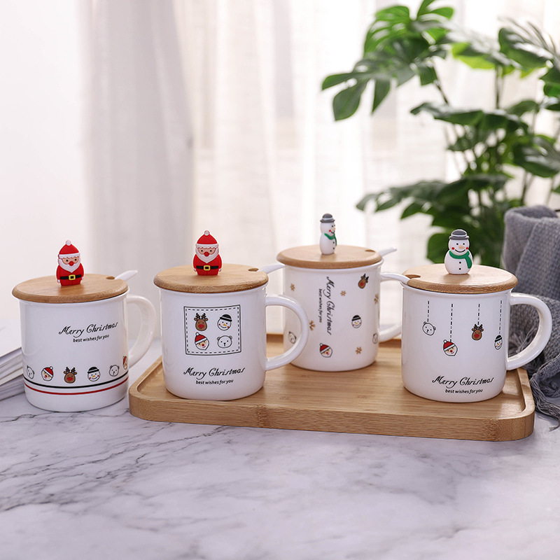 2019 new style  Christmas snowman stereo  milk ceramic cup Christmas mug with lid