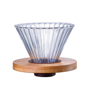 Coffee Dripper Hand Drip Filter Cup With Wooden Pallet Multicolor High-Temperature Resistant Glass Filter