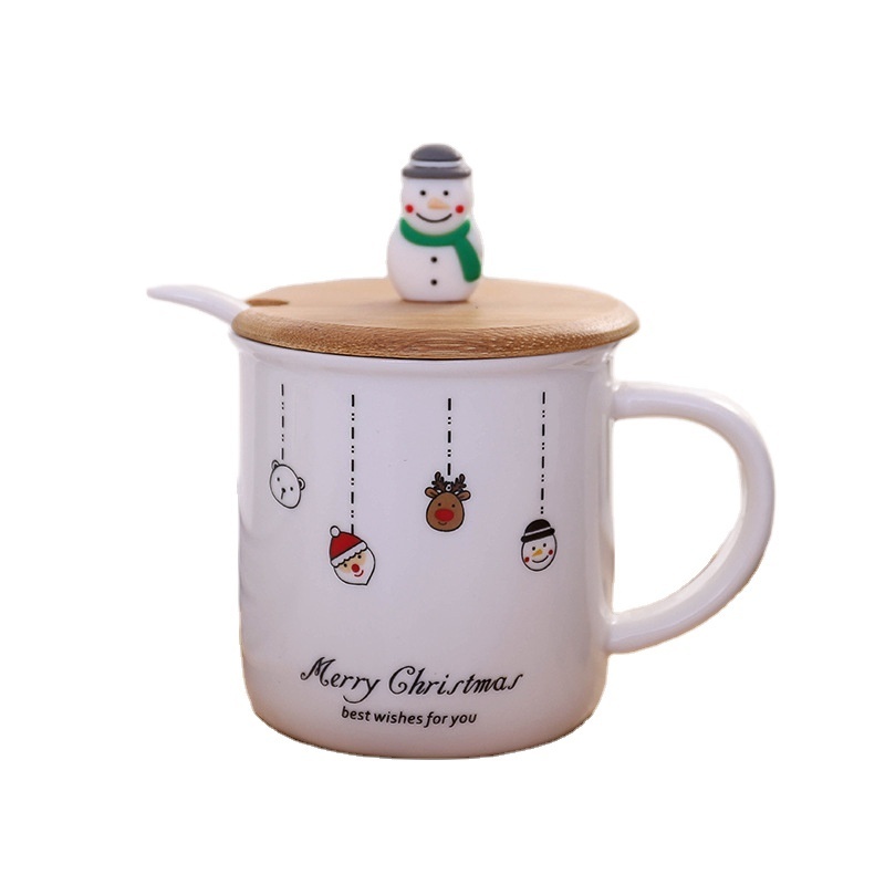 2019 new style  Christmas snowman stereo  milk ceramic cup Christmas mug with lid